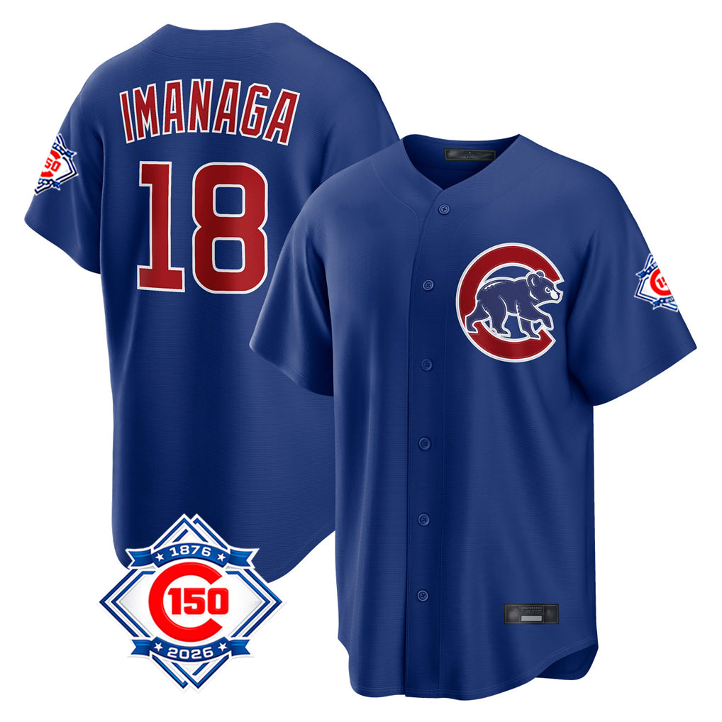 Trusc C.Cubs #18 Shota Imanaga Player Royal 150th Anniversary Home Game Stitched Jerseys
