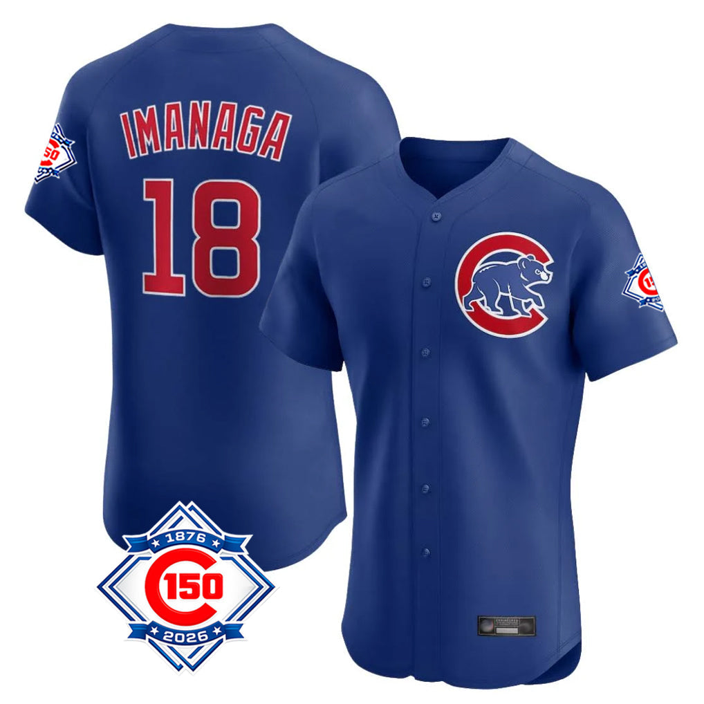 Trusc C.Cubs #18 Shota Imanaga Player Royal 150th Anniversary Limited Elite Home Stitched Jerseys