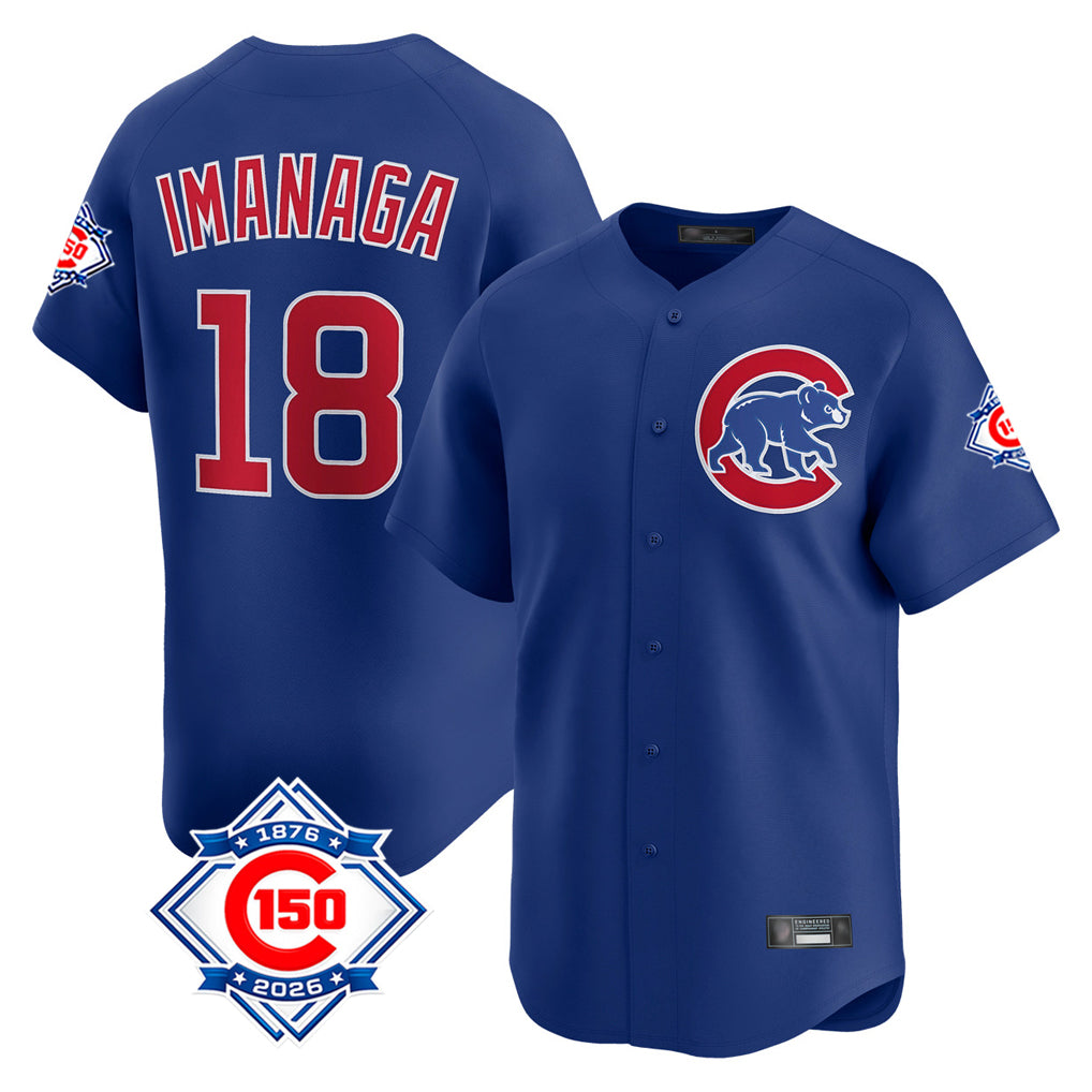 Trusc C.Cubs #18 Shota Imanaga Player Royal 150th Anniversary Limited Home Stitched Jerseys