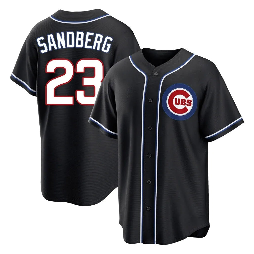 Trusc C.Cubs #23 Ryne Sandberg Player Black Fashion Out Game Stitched Jerseys