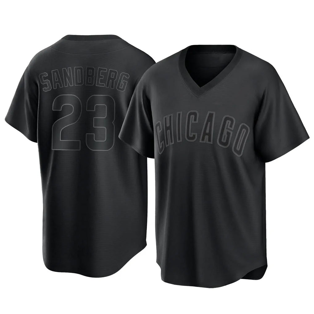 Trusc C.Cubs #23 Ryne Sandberg Player Black T-shirt Home Game Stitched Jerseys