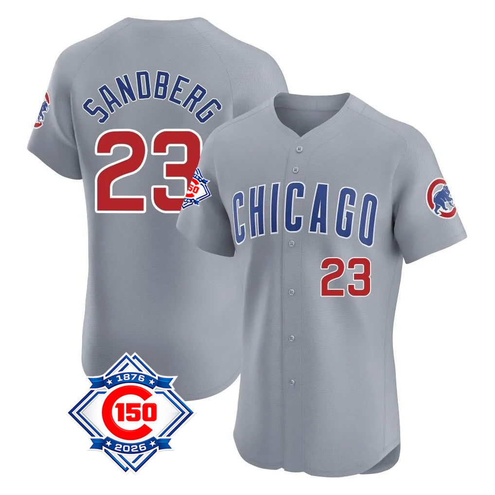 Trusc C.Cubs #23 Ryne Sandberg Player Gray Road 150th Anniversary Limited Elite Home Stitched Jerseys