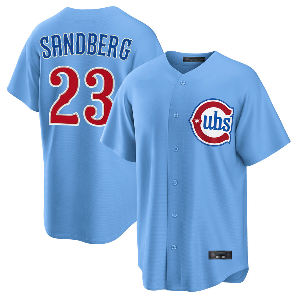 Trusc C.Cubs #23 Ryne Sandberg Player Light Blue Home Game Stitched Jerseys