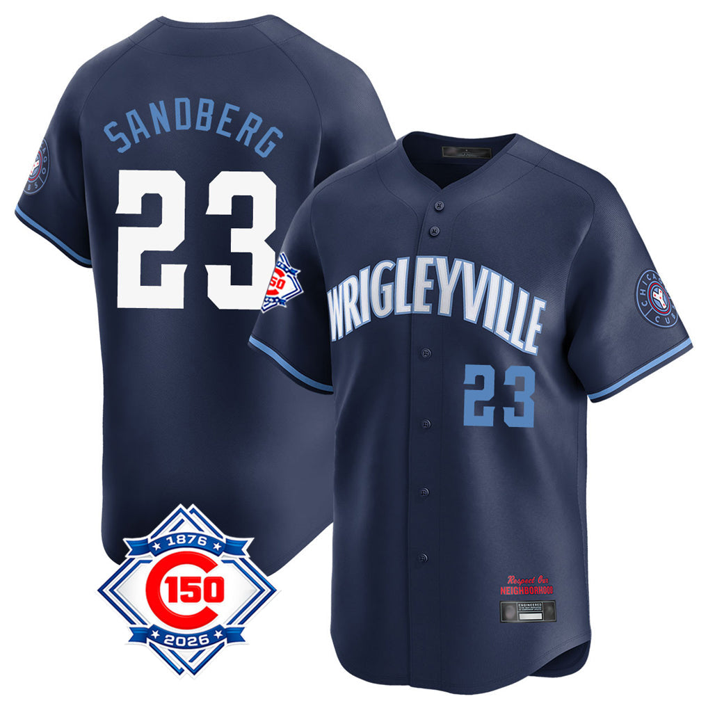 Trusc C.Cubs #23 Ryne Sandberg Player Navy City Connect 150th Anniversary Limited Home Stitched Jerseys