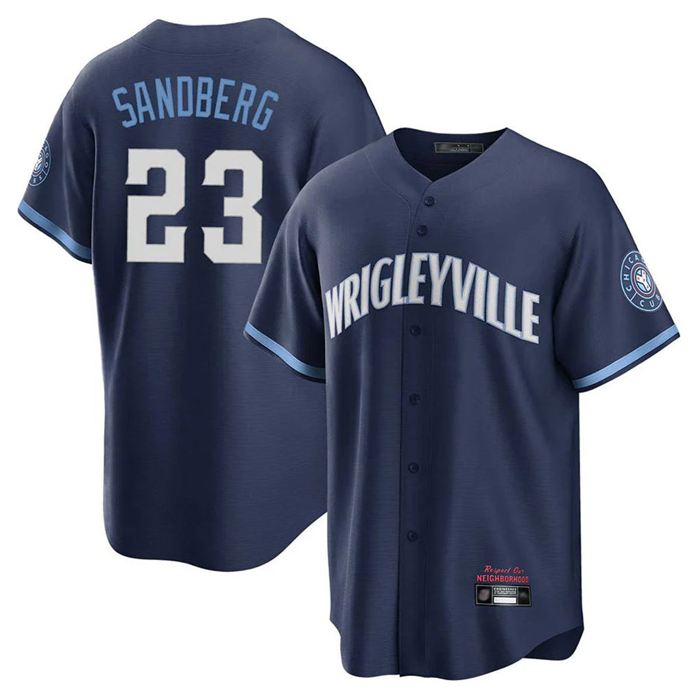 Trusc C.Cubs #23 Ryne Sandberg Player Navy City Connect Home Game Stitched Jerseys