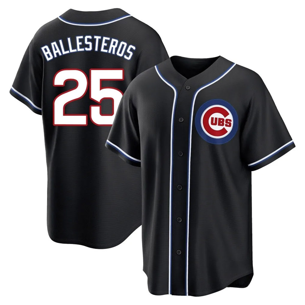 Trusc C.Cubs #25 Mois¡§|s Ballesteros Player Black Fashion Out Game Stitched Jerseys