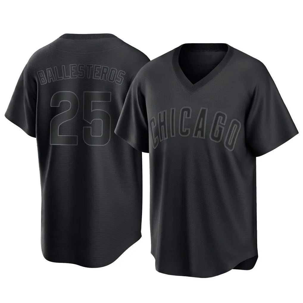 Trusc C.Cubs #25 Mois¡§|s Ballesteros Player Black T-shirt Home Game Stitched Jerseys