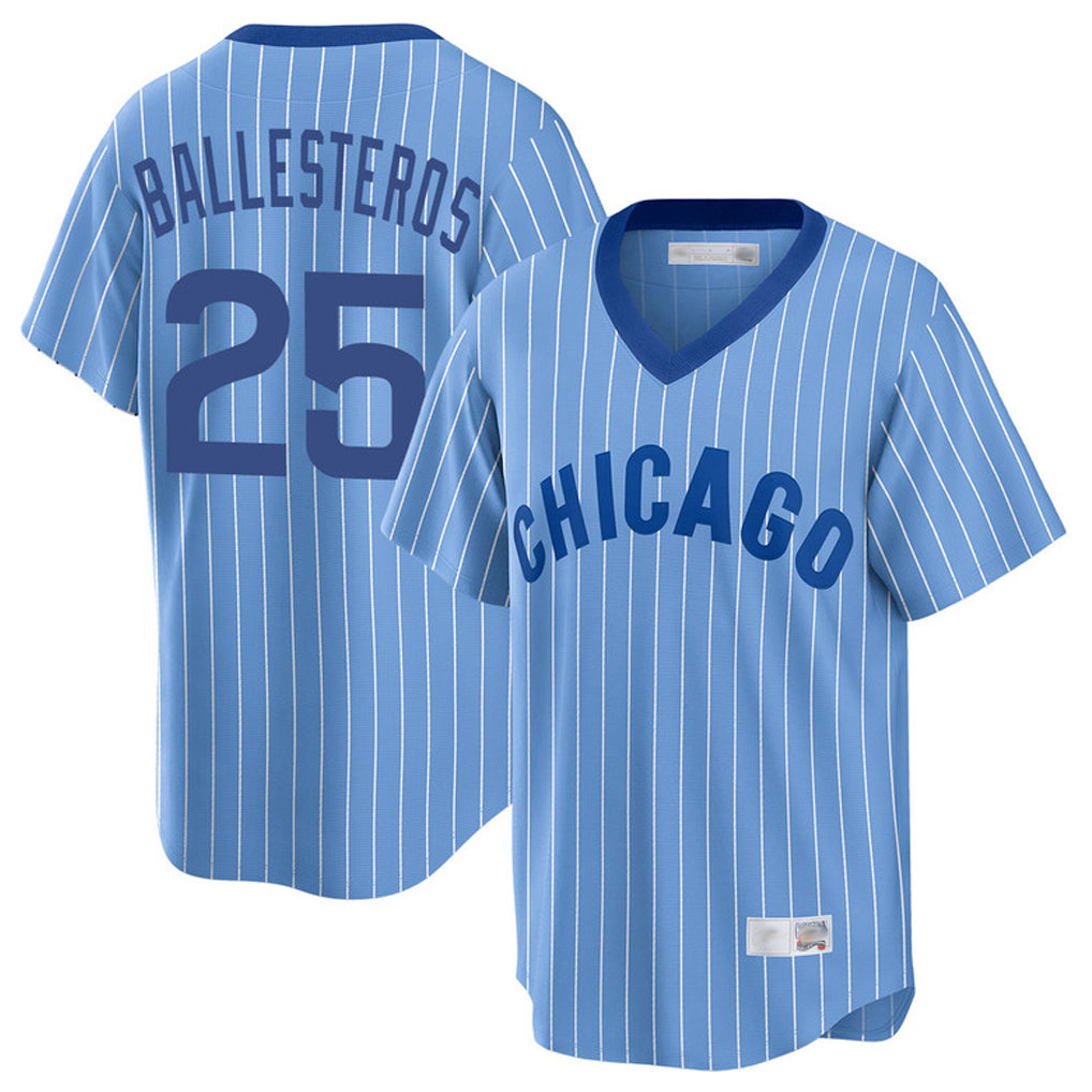 Trusc C.Cubs #25 Mois¡§|s Ballesteros Player Blue T-shirt Cooperstown Collection Limited Stitched Jerseys