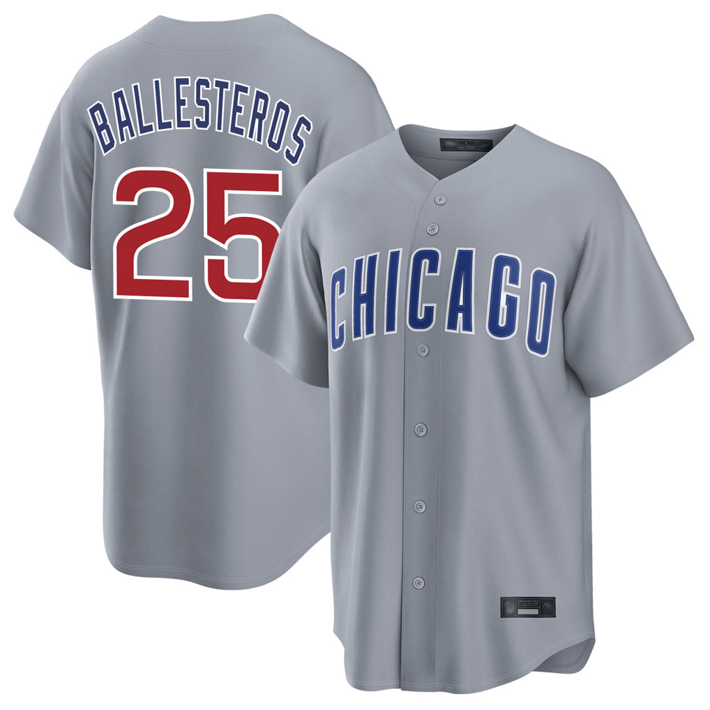 Trusc C.Cubs #25 Mois¡§|s Ballesteros Player Gray Home Game Stitched Jerseys