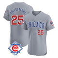 Trusc C.Cubs #25 Mois¡§|s Ballesteros Player Gray Road 150th Anniversary Limited Elite Home Stitched Jerseys