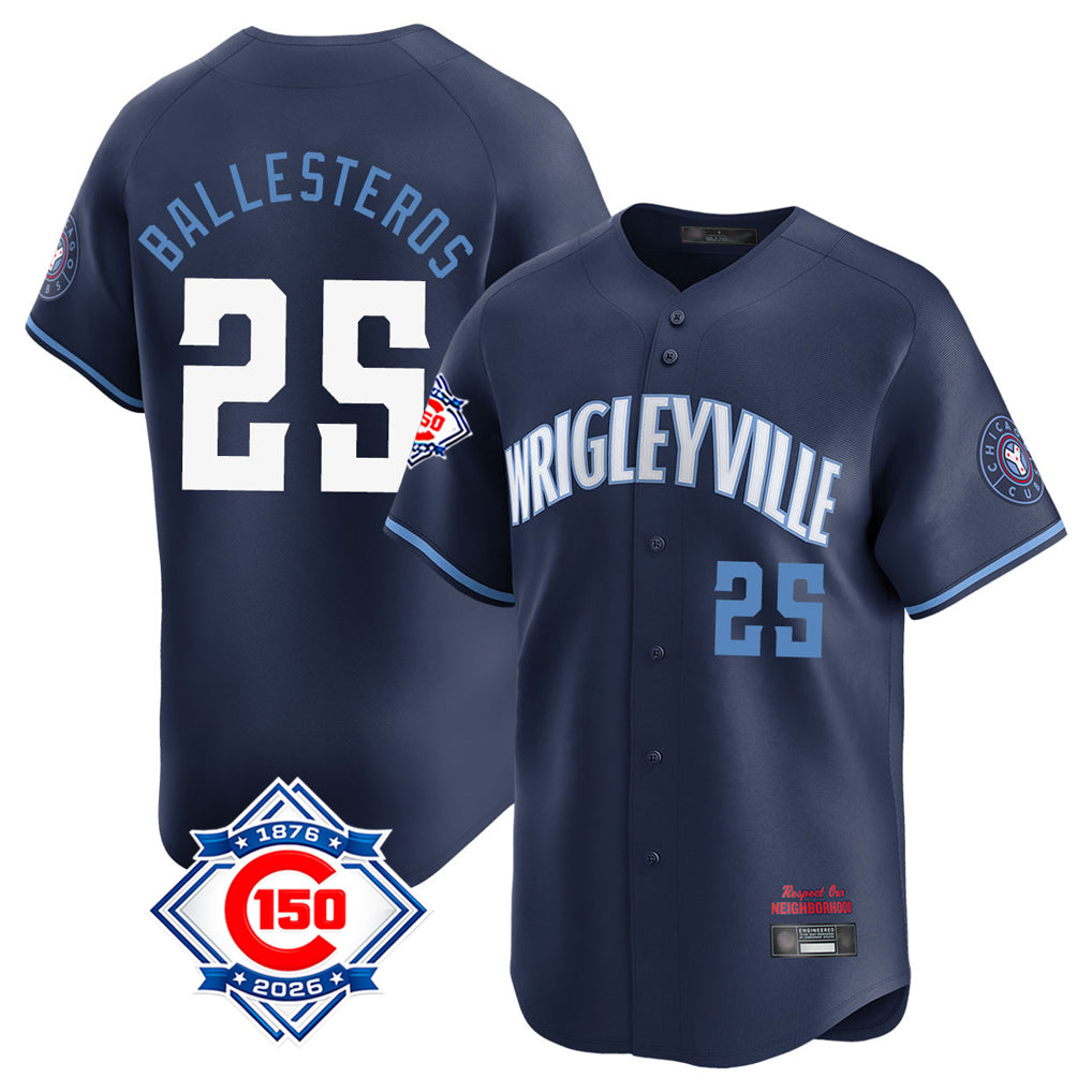 Trusc C.Cubs #25 Mois¡§|s Ballesteros Player Navy City Connect 150th Anniversary Limited Home Stitched Jerseys