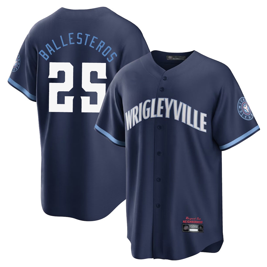 Trusc C.Cubs #25 Mois¡§|s Ballesteros Player Navy City Connect Home Game Stitched Jerseys