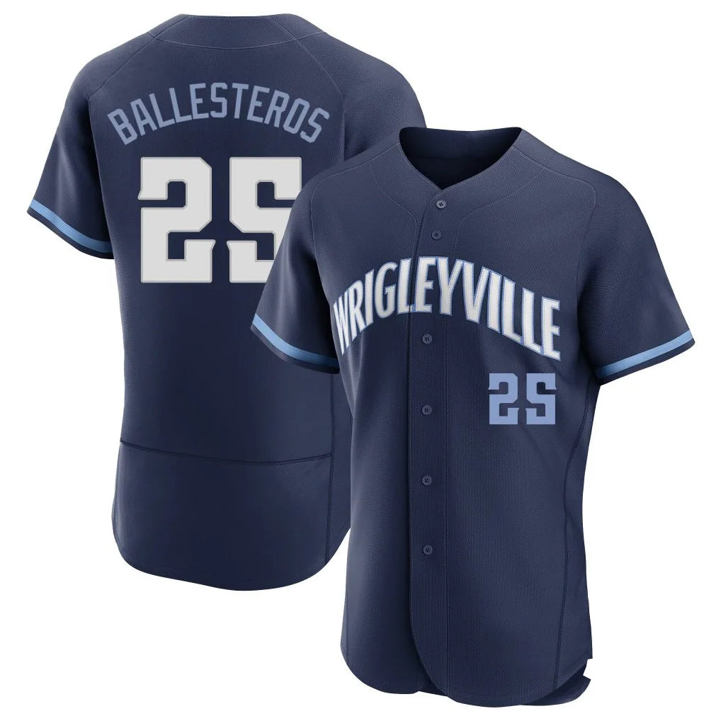 Trusc C.Cubs #25 Mois¡§|s Ballesteros Player Navy City Connect Limited Elite Home Stitched Jerseys