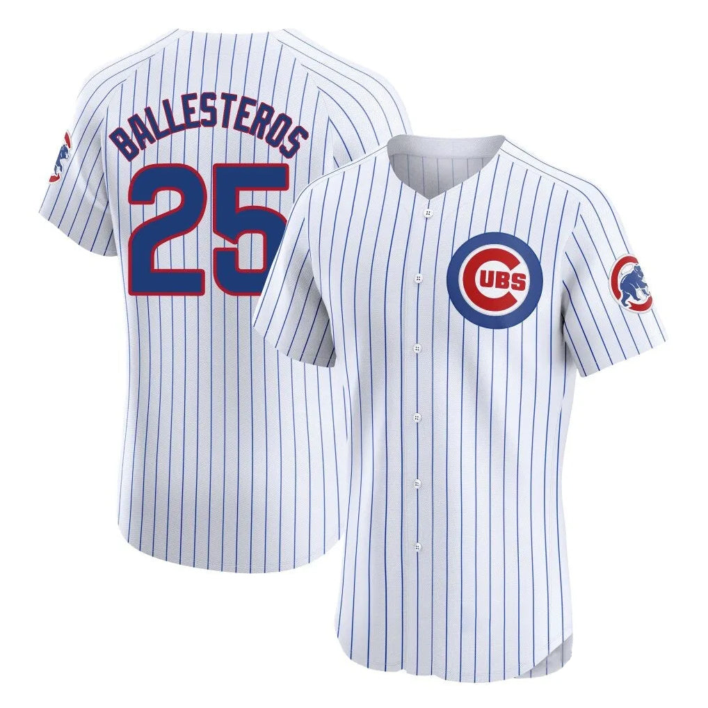 Trusc C.Cubs #25 Mois¡§|s Ballesteros Player White Limited Elite Home Game Stitched Jerseys