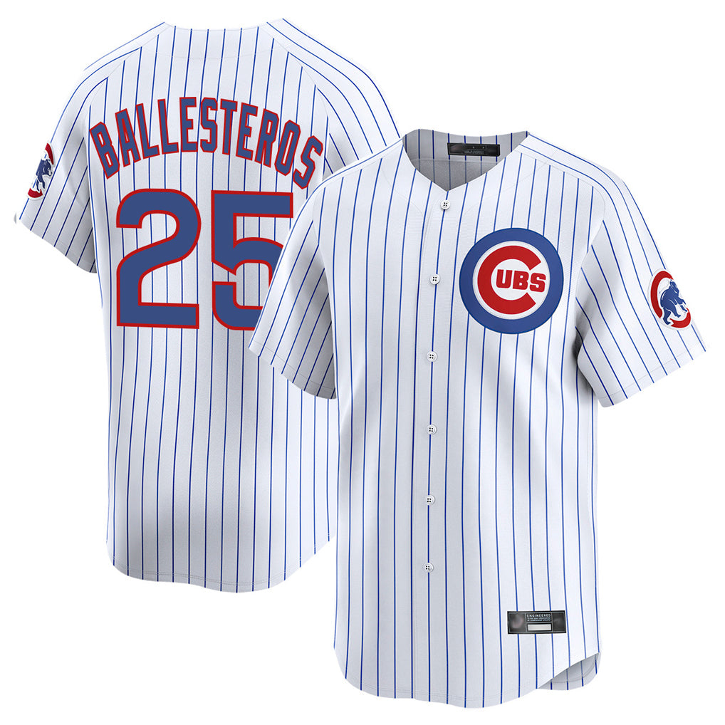 Trusc C.Cubs #25 Mois¡§|s Ballesteros Player White Limited Home Game Stitched Jerseys