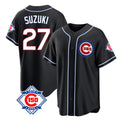 Trusc C.Cubs #27 Seiya Suzuki Player Black Fashion Out 150th Anniversary Game Stitched Jerseys