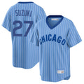 Trusc C.Cubs #27 Seiya Suzuki Player Blue T-shirt Cooperstown Collection Limited Stitched Jerseys