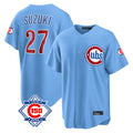 Trusc C.Cubs #27 Seiya Suzuki Player Light Blue 150th Anniversary Home Game Stitched Jerseys