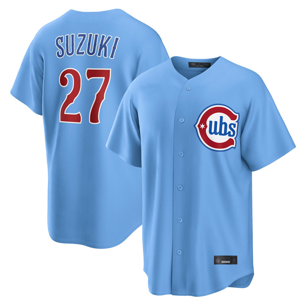 Trusc C.Cubs #27 Seiya Suzuki Player Light Blue Home Game Stitched Jerseys