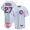 Trusc C.Cubs #27 Seiya Suzuki Player White 150th Anniversary Home Game Stitched Jerseys