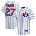 Trusc C.Cubs #27 Seiya Suzuki Player White Game Home Stitched Jerseys