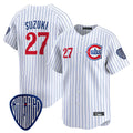 Trusc C.Cubs #27 Seiya Suzuki Player White Pinstripe Vapor Premier Limited Home Stitched Jerseys
