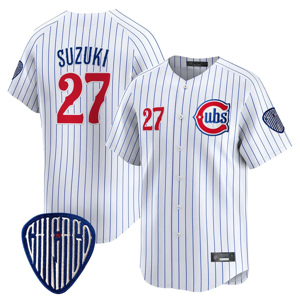 Trusc C.Cubs #27 Seiya Suzuki Player White Pinstripe Vapor Premier Limited Home Stitched Jerseys