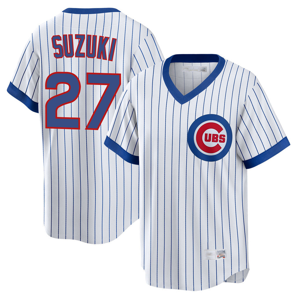 Trusc C.Cubs #27 Seiya Suzuki Player White T-shirt Cooperstown Collection Limited Stitched Jerseys