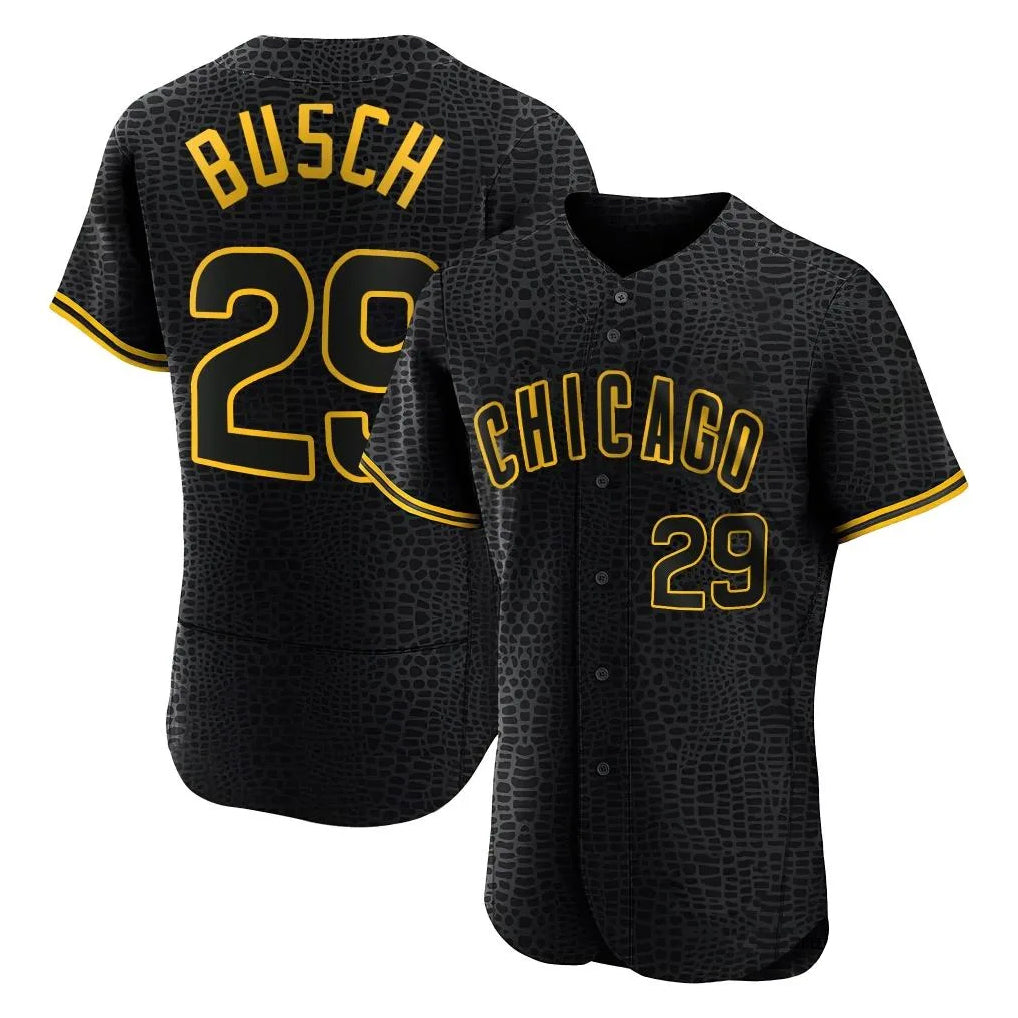 Trusc C.Cubs #29 Michael Busch Player Black Snake Skin City Limited Elite Home Game Stitched Jerseys