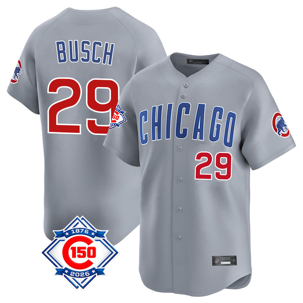 Trusc C.Cubs #29 Michael Busch Player Gray Road 150th Anniversary Limited Home Stitched Jerseys