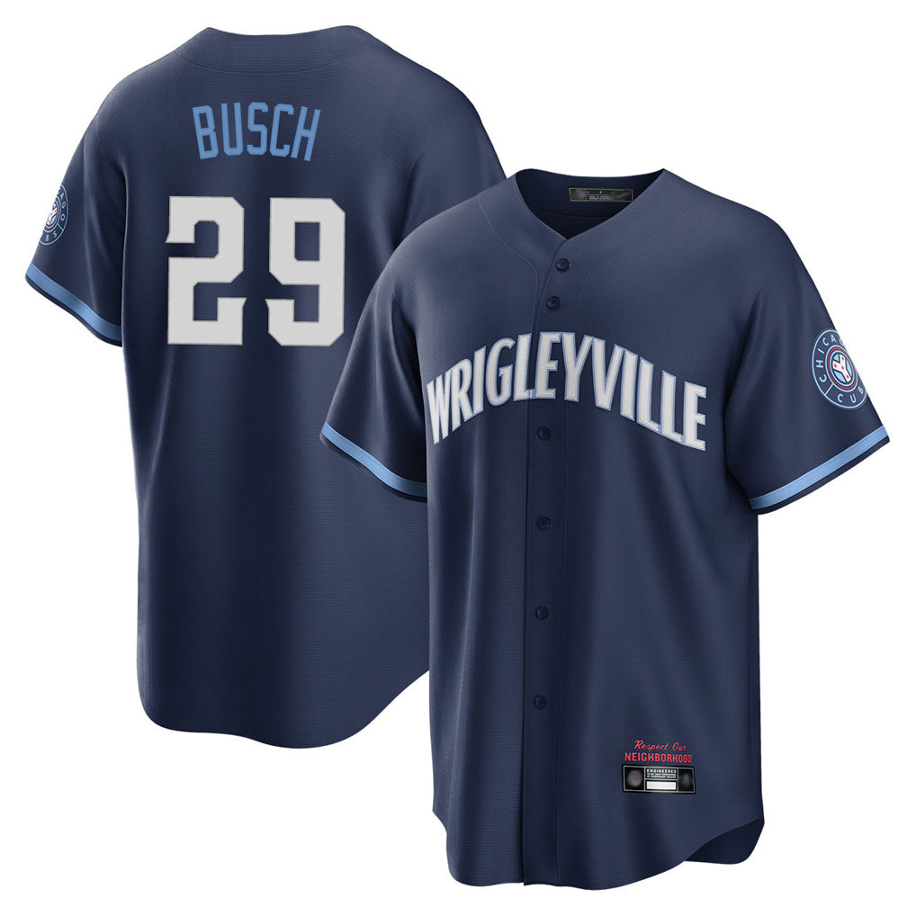 Trusc C.Cubs #29 Michael Busch Player Navy City Connect Home Game Stitched Jerseys