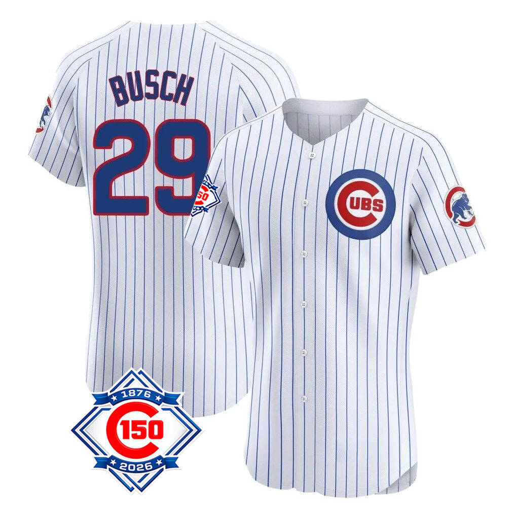 Trusc C.Cubs #29 Michael Busch Player White 150th Anniversary Limited Elite Home Game Stitched Jerseys