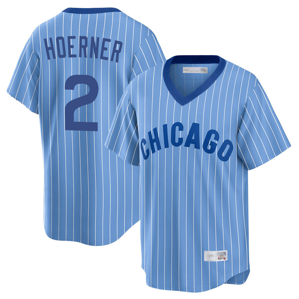 Trusc C.Cubs #2 Nico Hoerner Player Blue T-shirt Cooperstown Collection Limited Stitched Jerseys