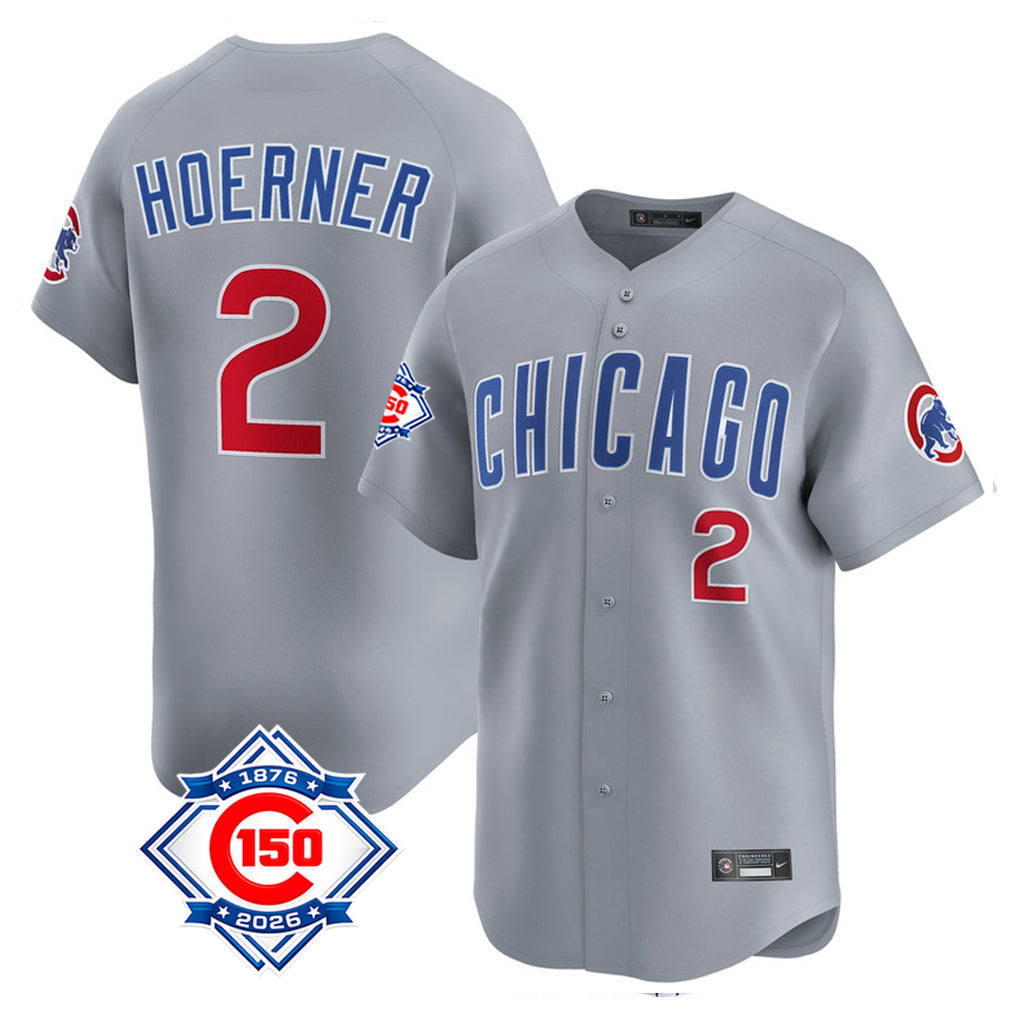 Trusc C.Cubs #2 Nico Hoerner Player Gray Road 150th Anniversary Limited Home Stitched Jerseys