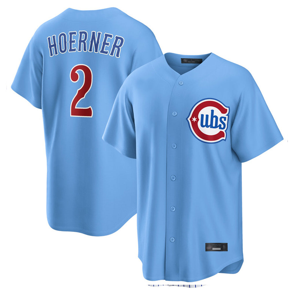 Trusc C.Cubs #2 Nico Hoerner Player Light Blue Home Game Stitched Jerseys