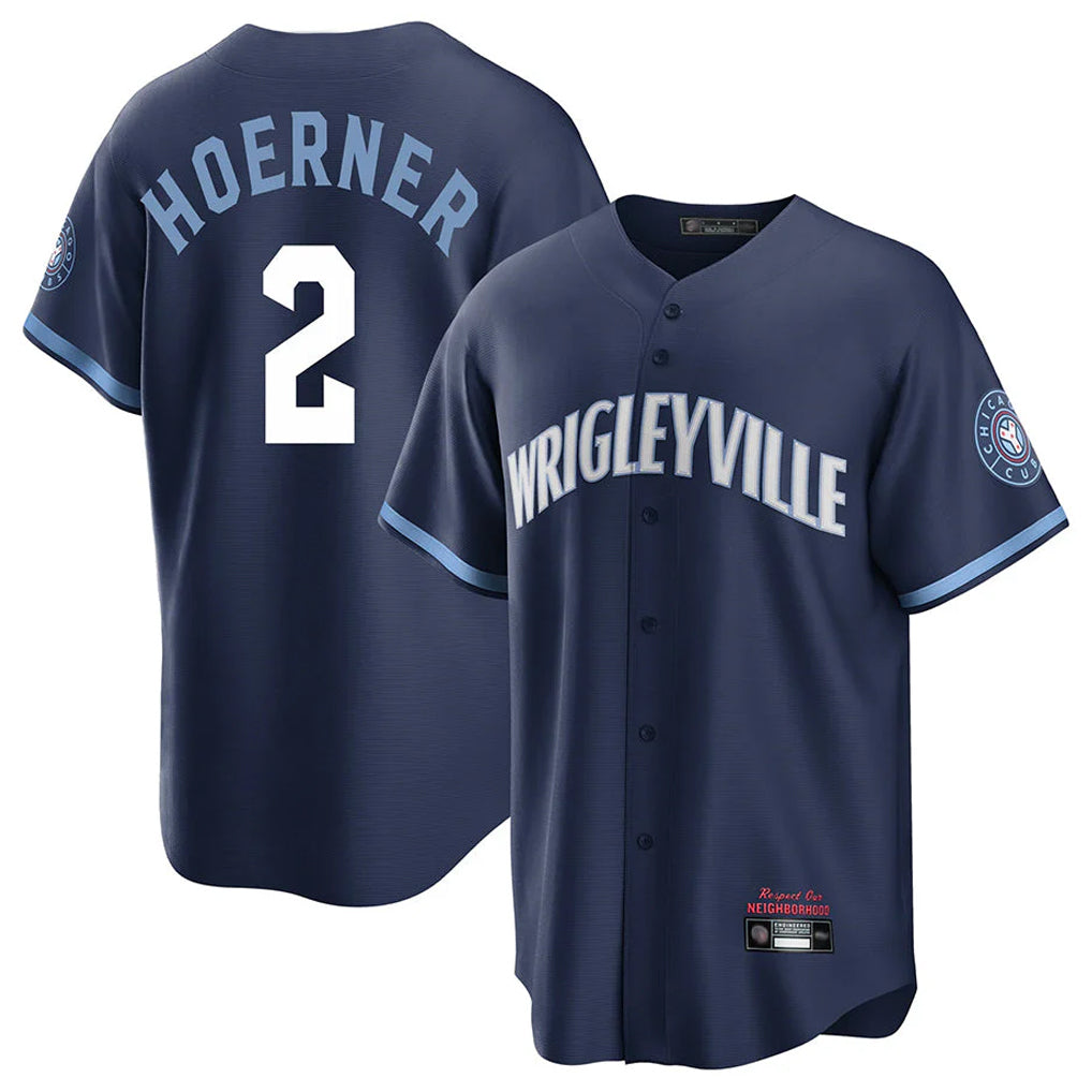 Trusc C.Cubs #2 Nico Hoerner Player Navy City Connect Home Game Stitched Jerseys