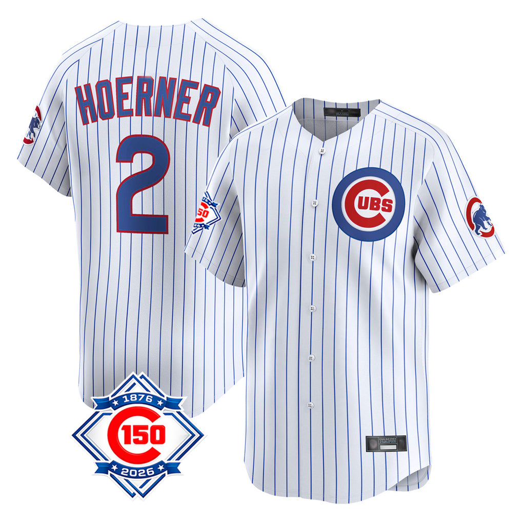 Trusc C.Cubs #2 Nico Hoerner Player White 150th Anniversary Limited Home Game Stitched Jerseys
