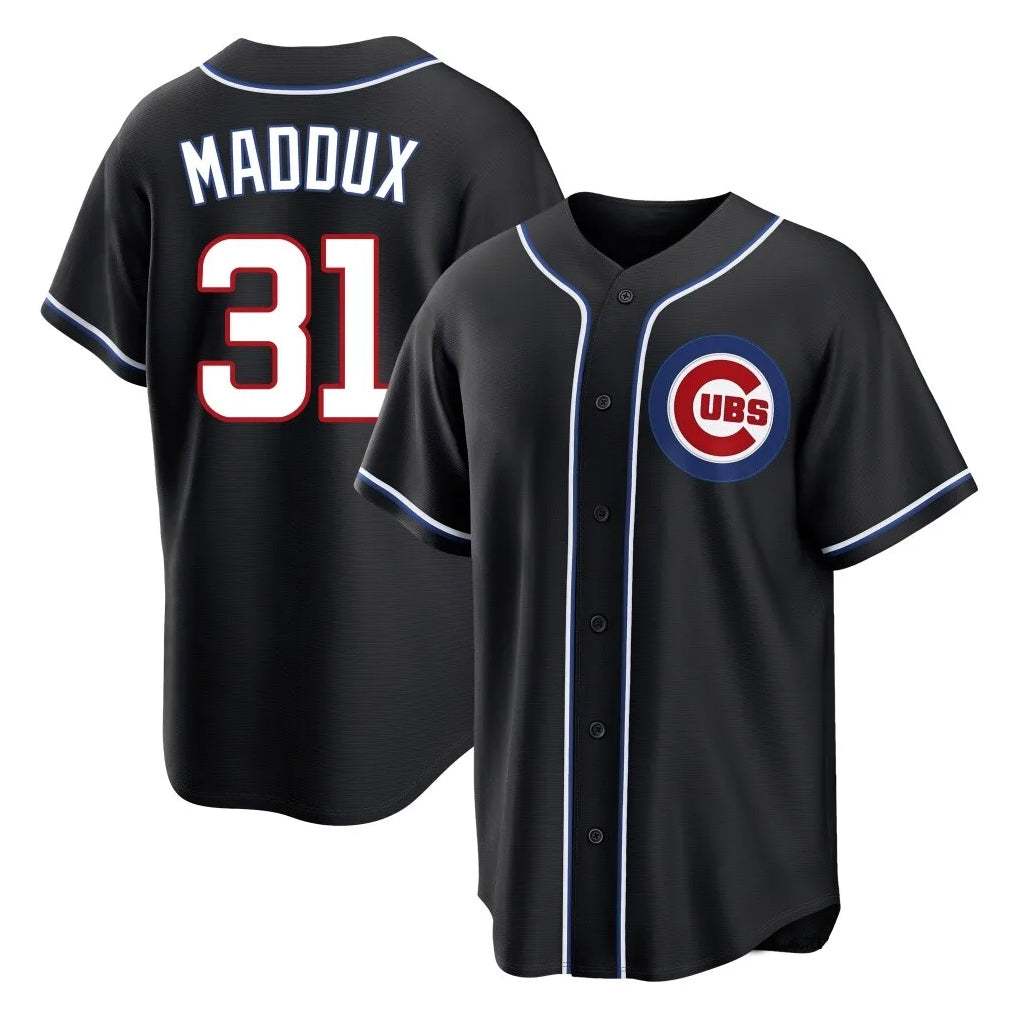 Trusc C.Cubs #31 Greg Maddux Player Black Fashion Out Game Stitched Jerseys