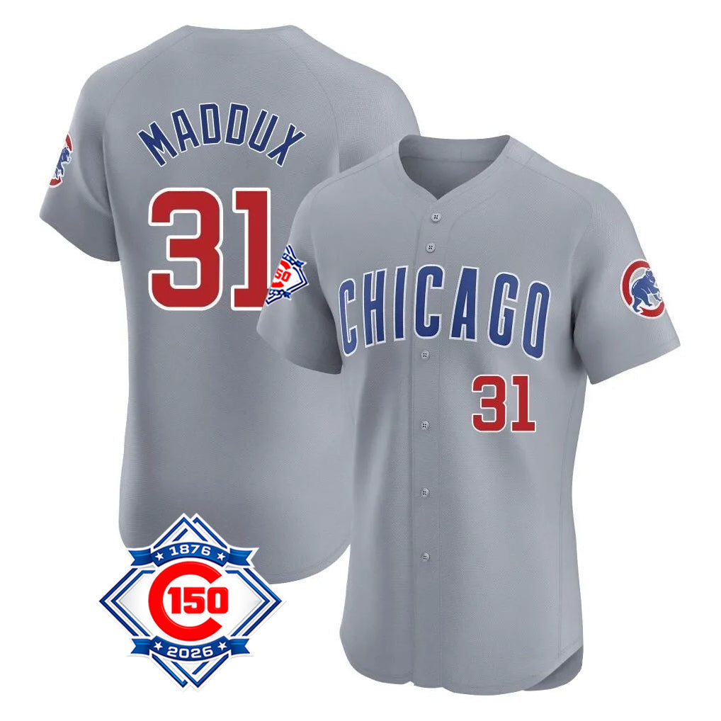 Trusc C.Cubs #31 Greg Maddux Player Gray Road 150th Anniversary Limited Elite Home Stitched Jerseys