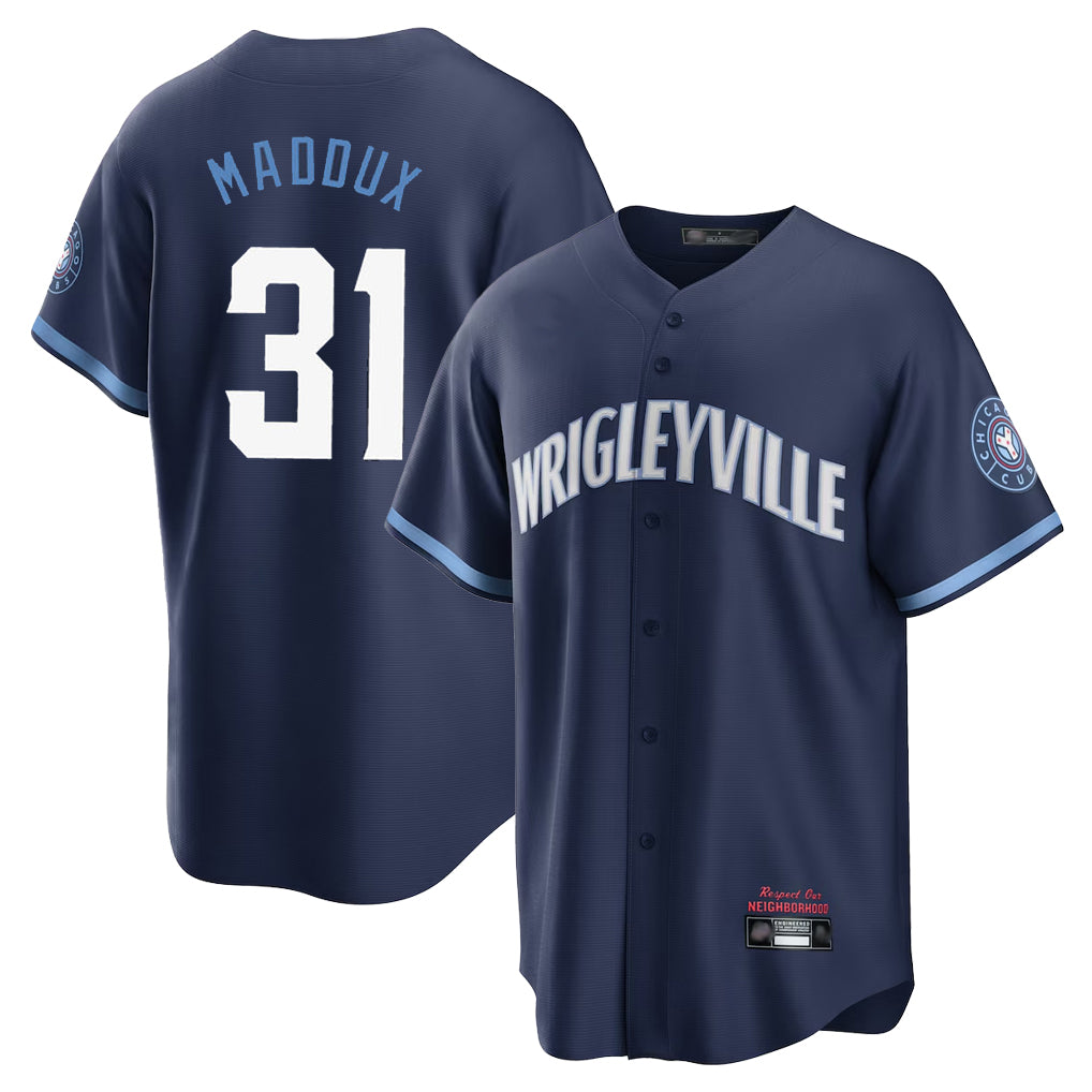 Trusc C.Cubs #31 Greg Maddux Player Navy City Connect Home Game Stitched Jerseys