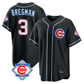 Trusc C.Cubs #3 Alex Bregman Black Fashion Out 150th Anniversary Game Stitched Jerseys