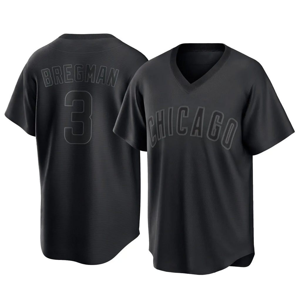 Trusc C.Cubs #3 Alex Bregman Black T-shirt Home Game Stitched Jerseys