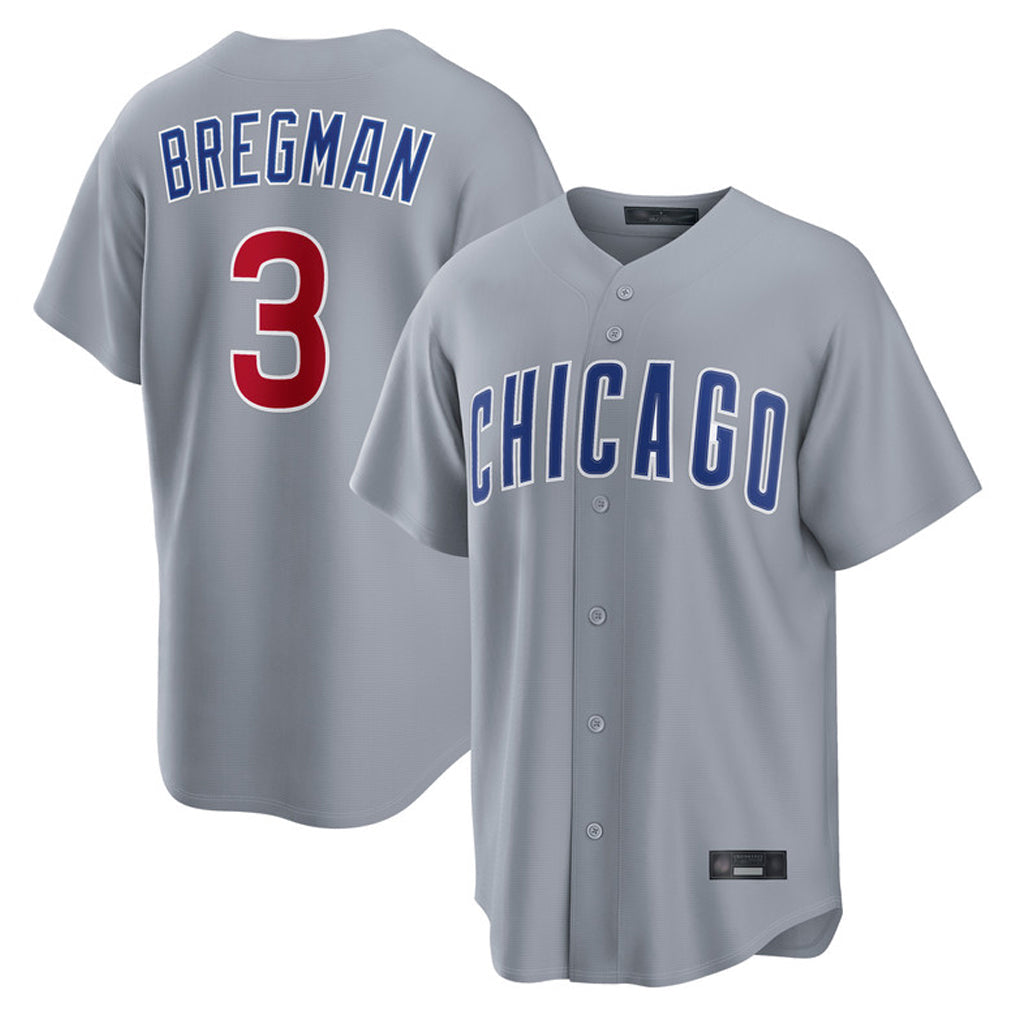 Trusc C.Cubs #3 Alex Bregman Gray Home Game Stitched Jerseys