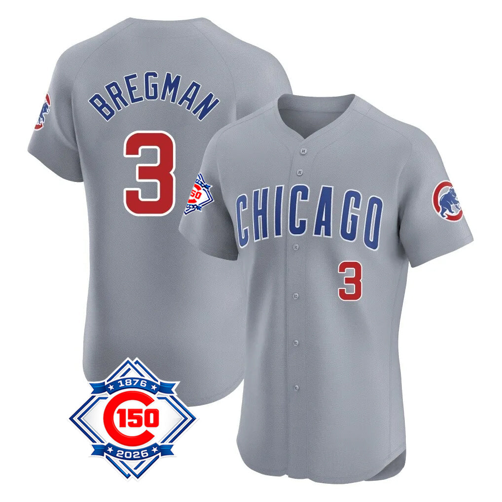 Trusc C.Cubs #3 Alex Bregman Gray Road 150th Anniversary Limited Elite Home Stitched Jerseys