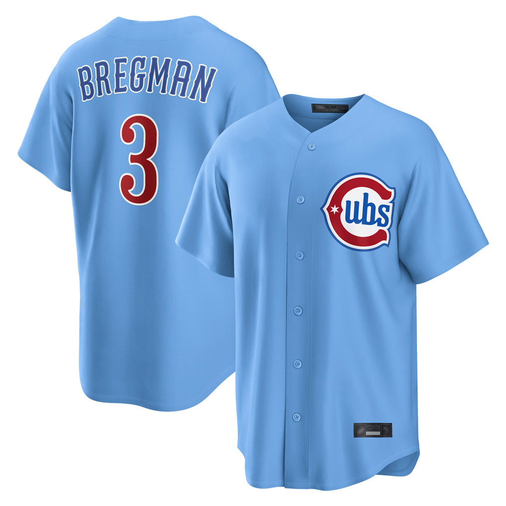 Trusc C.Cubs #3 Alex Bregman Light Blue Home Game Stitched Jerseys