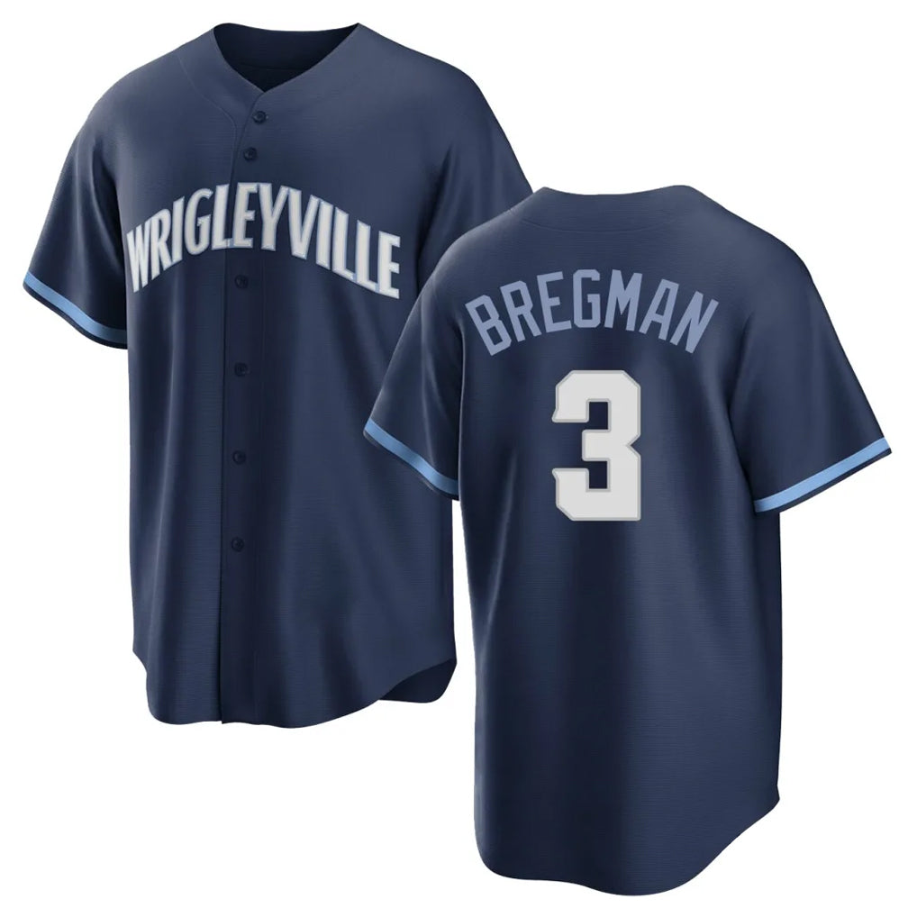 Trusc C.Cubs #3 Alex Bregman Navy City Connect Home Game Stitched Jerseys