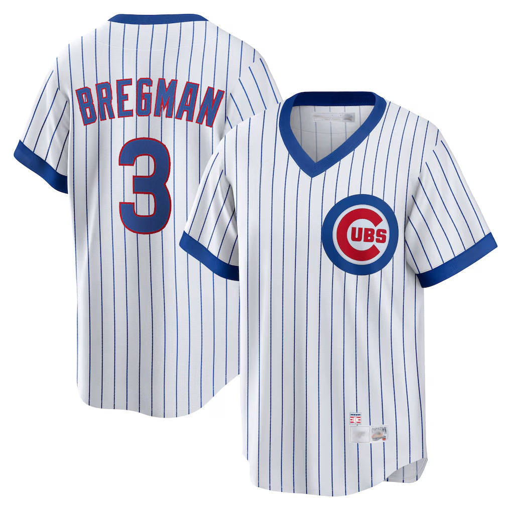 Trusc C.Cubs #3 Alex Bregman White T-shirt Cooperstown Collection Limited Stitched Jerseys