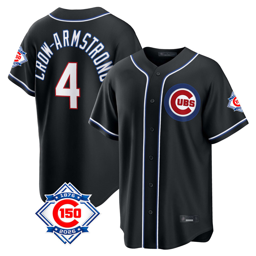 Trusc C.Cubs #4 Pete Crow-Armstrong Player Black Fashion Out 150th Anniversary Game Stitched Jerseys