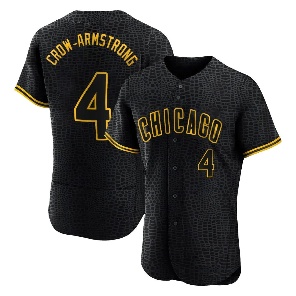 Trusc C.Cubs #4 Pete Crow-Armstrong Player Black Snake Skin City Limited Elite Home Game Stitched Jerseys