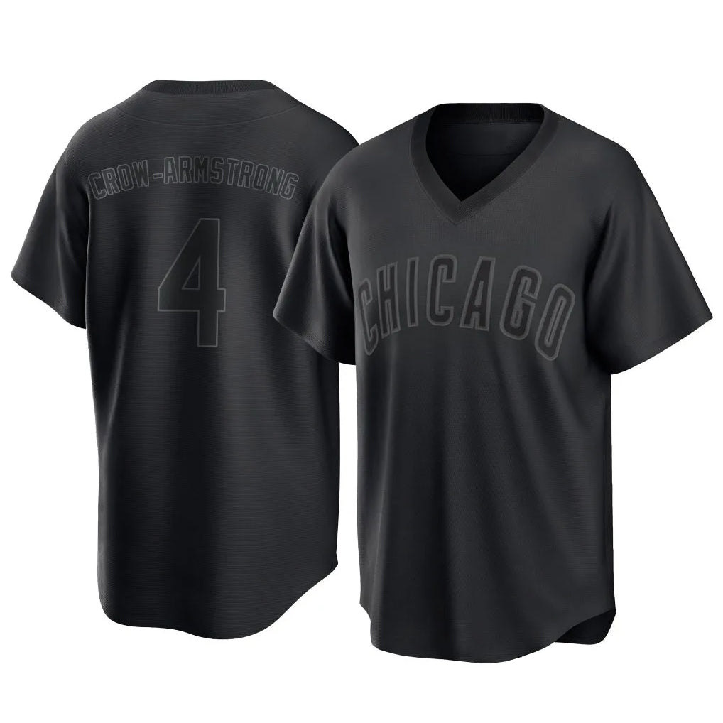 Trusc C.Cubs #4 Pete Crow-Armstrong Player Black T-shirt Home Game Stitched Jerseys